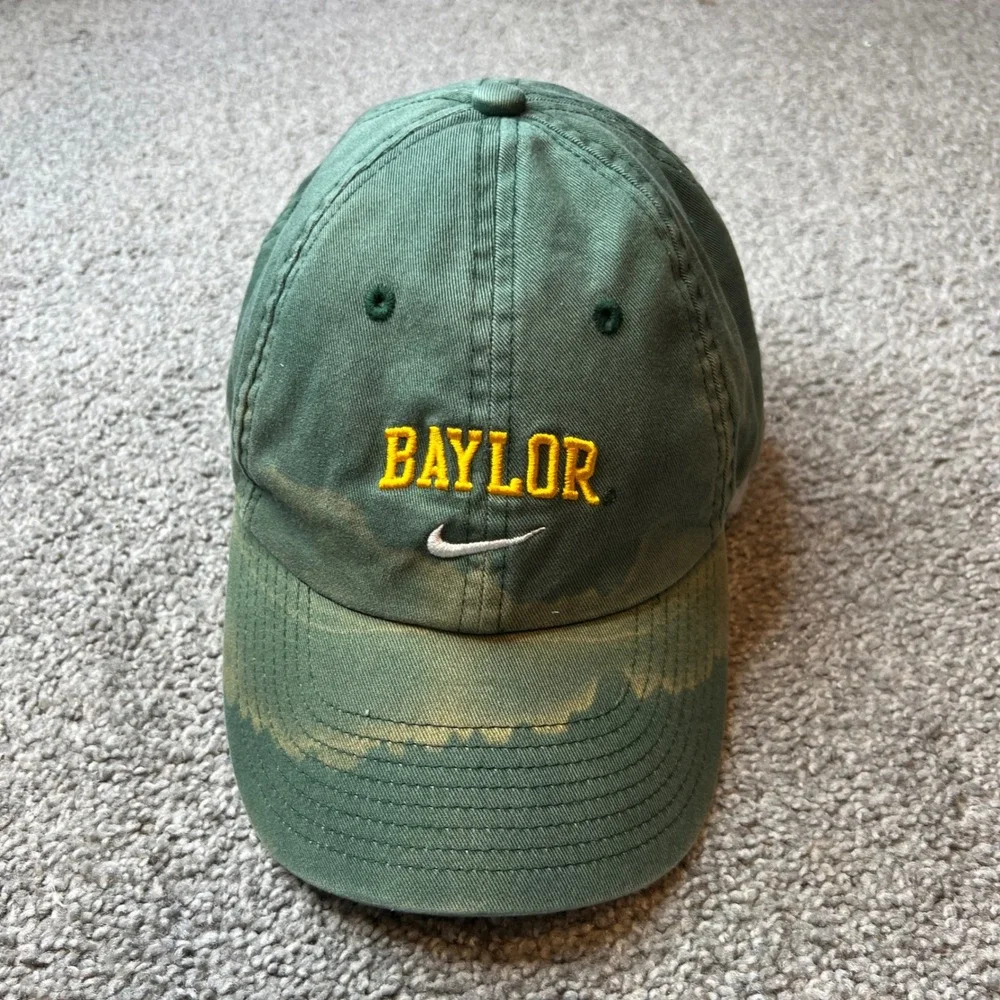 vtg Nike Baylor Bears Green‎ Baseball Cap Hat Men Adjustable Strap center y2k